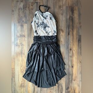 Curtain Call Costumes Black Lace Halter Formal Dress Layered Gothic Prom Pageant